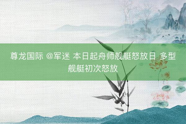 尊龙国际 @军迷 本日起舟师舰艇怒放日 多型舰艇初次怒放