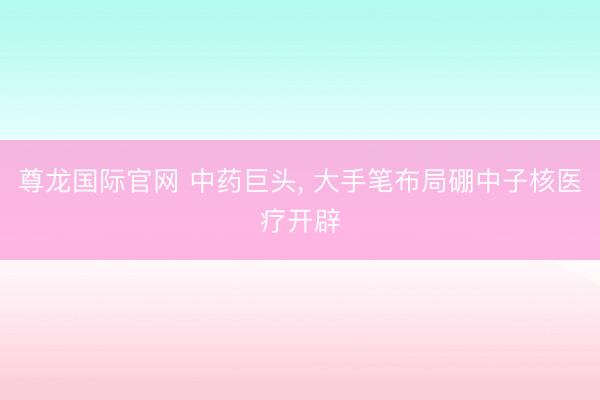 尊龙国际官网 中药巨头, 大手笔布局硼中子核医疗开辟