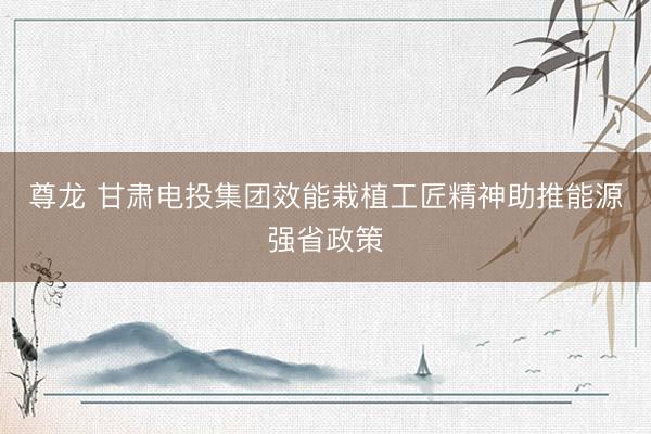 尊龙 甘肃电投集团效能栽植工匠精神助推能源强省政策